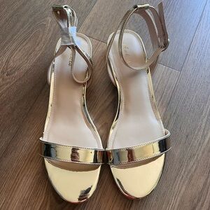 Metallic Gold Ankle-Strap Women's Sandals